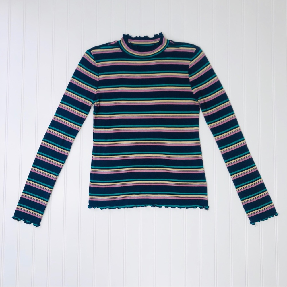 HIPPIE ROSE NWT RIB KNIT Soft Lettuce-Edged Top. Item# 0050